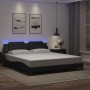 Estructura de cama con luz LED cuero sintético negro 180x200 cm de , Camas y somieres - Ref: Foro24-3214208, Precio: 225,99 €...