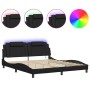 Estructura de cama con luz LED cuero sintético negro 180x200 cm de , Camas y somieres - Ref: Foro24-3214198, Precio: 235,68 €...