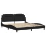 Estructura de cama con luz LED cuero sintético negro 180x200 cm de , Camas y somieres - Ref: Foro24-3214198, Precio: 235,68 €...