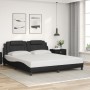 Estructura de cama con luz LED cuero sintético negro 180x200 cm de , Camas y somieres - Ref: Foro24-3214198, Precio: 235,68 €...