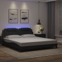 Estructura de cama con luz LED cuero sintético negro 180x200 cm de , Camas y somieres - Ref: Foro24-3214198, Precio: 235,68 €...