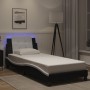 Estructura cama con LED cuero sintético negro blanco 90x190 cm de , Camas y somieres - Ref: Foro24-3214201, Precio: 137,89 €,...