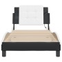 Estructura cama con LED cuero sintético negro blanco 90x190 cm de , Camas y somieres - Ref: Foro24-3214201, Precio: 137,89 €,...