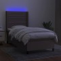 Boxspring-Bett, Matratze und LED-Lichter in grauem Taupe-Stoff, 90x190 cm. von , Betten und Lattenroste - Ref: Foro24-3138361...