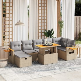 Garden sofa set with beige cushions, 8 pieces, PE rattan. by , Garden sets - Ref: Foro24-3276153, Price: 592,99 €, Discount: %