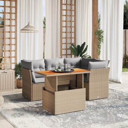 Gartensofa-Set mit 5-teiligen Kissen aus synthetischem Rattan in Beige. von , Gartensets - Ref: Foro24-3270814, Preis: 391,80...