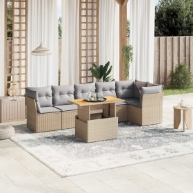 Gartensofagarnitur 7-teilig mit Kissen aus synthetischem Rattan in Beige. von , Gartensets - Ref: Foro24-3270842, Preis: 512,...