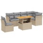 Set of 7-piece garden sofas and beige synthetic rattan cushions by , Garden sets - Ref: Foro24-3270856, Price: 526,01 €, Disc...