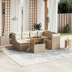 Gartensofagarnitur mit beigen Kissen, 8-teilig, aus PE-Rattan. von , Gartensets - Ref: Foro24-3270953, Preis: 631,99 €, Rabat...