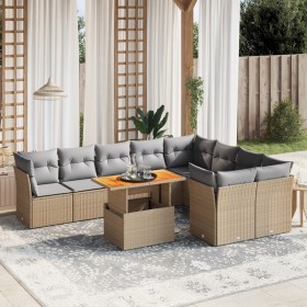 Gartensofa-Set mit 10-teiligen beigen Kissen aus synthetischem Rattan. von , Gartensets - Ref: Foro24-3271010, Preis: 686,18 ...