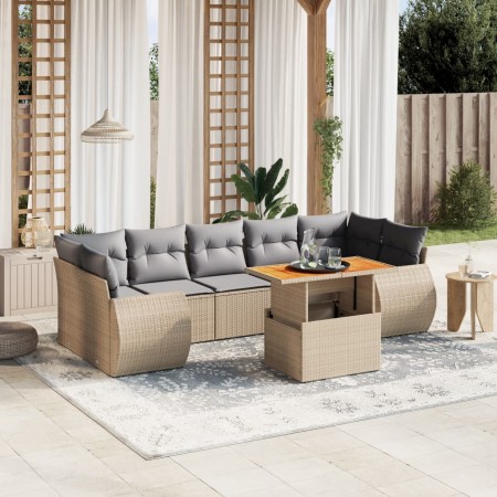 Garden sofa set with beige cushions, 8 pieces, PE rattan. by , Garden sets - Ref: Foro24-3272109, Price: 662,26 €, Discount: %