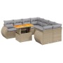 Garden sofa set 9 pieces with beige synthetic rattan cushions by , Garden sets - Ref: Foro24-3272123, Price: 675,68 €, Discou...