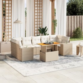 Garden sofa set with beige cushions, 8 pieces, PE rattan. by , Garden sets - Ref: Foro24-3272549, Price: 728,99 €, Discount: %