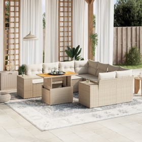 Gartensofagarnitur 9-teilig mit Kissen aus synthetischem Rattan in Beige. von , Gartensets - Ref: Foro24-3272563, Preis: 768,...