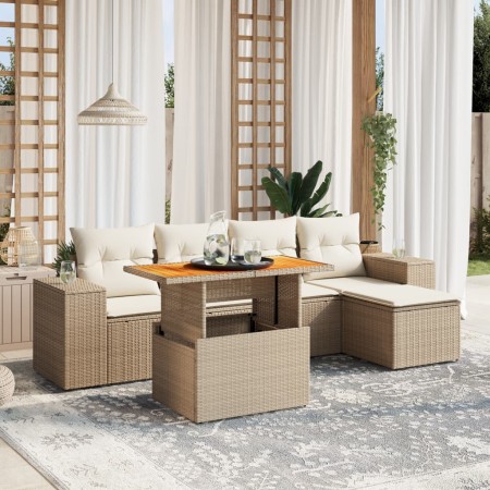 Garden sofa set with 6-piece synthetic rattan beige cushions by , Garden sets - Ref: Foro24-3272612, Price: 507,62 €, Discoun...