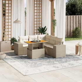 Gartensofa-Set mit 6-teiligen Kissen aus synthetischem Rattan in Beige. von , Gartensets - Ref: Foro24-3272633, Preis: 585,17...