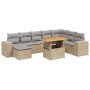 Garden sofa set 9 pieces with beige synthetic rattan cushions by , Garden sets - Ref: Foro24-3272774, Price: 660,51 €, Discou...