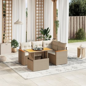 Garden sofa set with 5-piece synthetic rattan beige cushions by , Garden sets - Ref: Foro24-3273060, Price: 486,99 €, Discoun...