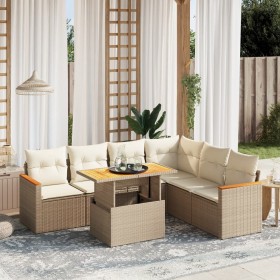 Set of 7-piece garden sofas and beige synthetic rattan cushions by , Garden sets - Ref: Foro24-3273095, Price: 587,73 €, Disc...