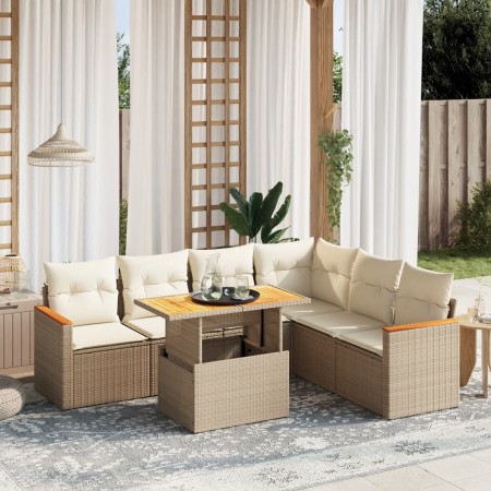 Set sofás de jardín 7 piezas y cojines ratán sintético beige de , Conjuntos de jardín - Ref: Foro24-3273095, Precio: 586,79 €...