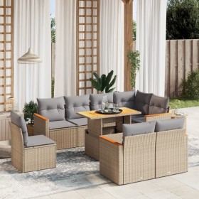 Gartensofagarnitur 9-teilig mit Kissen aus synthetischem Rattan in Beige. von , Gartensets - Ref: Foro24-3273173, Preis: 668,...