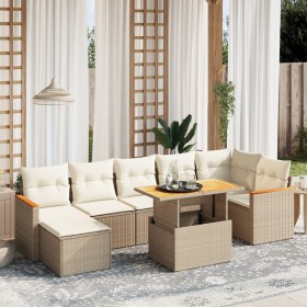 Gartensofagarnitur mit beigen Kissen, 8-teilig, aus PE-Rattan. von , Gartensets - Ref: Foro24-3273186, Preis: 639,58 €, Rabat...