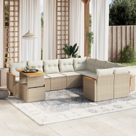 Gartensofa-Set mit 10-teiligen beigen Kissen aus synthetischem Rattan. von , Gartensets - Ref: Foro24-3273242, Preis: 810,60 ...