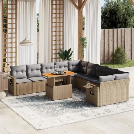 Set de sofás de jardín 11pzas con cojines ratán sintético beige de , Conjuntos de jardín - Ref: Foro24-3271948, Precio: 807,5...