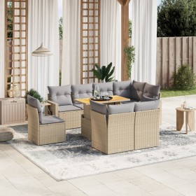 Gartensofagarnitur 9-teilig mit Kissen aus synthetischem Rattan in Beige. von , Gartensets - Ref: Foro24-3271850, Preis: 710,...