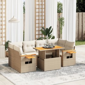 Set of 7-piece garden sofas and beige synthetic rattan cushions by , Garden sets - Ref: Foro24-3273417, Price: 657,49 €, Disc...