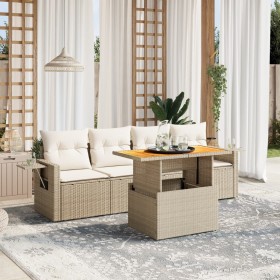 Garden sofa set with 5-piece synthetic rattan beige cushions by , Garden sets - Ref: Foro24-3271632, Price: 439,36 €, Discoun...