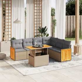 Set of 7-piece garden sofas and beige synthetic rattan cushions by , Garden sets - Ref: Foro24-3273978, Price: 563,88 €, Disc...