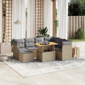 Garden sofa set with beige cushions, 8 pieces, PE rattan. by , Garden sets - Ref: Foro24-3275495, Price: 580,65 €, Discount: %