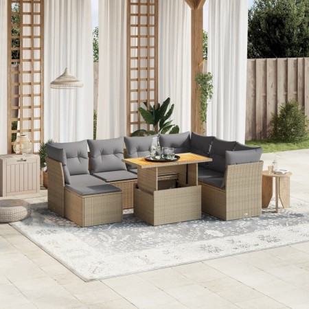 Gartensofagarnitur mit beigen Kissen, 8-teilig, aus PE-Rattan. von , Gartensets - Ref: Foro24-3275495, Preis: 580,65 €, Rabat...