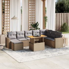 Gartensofagarnitur 9-teilig mit Kissen aus synthetischem Rattan in Beige. von , Gartensets - Ref: Foro24-3275628, Preis: 660,...