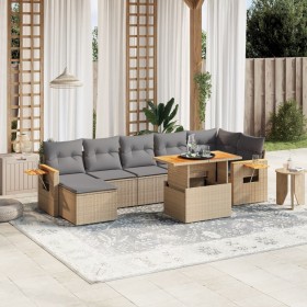 Garden sofa set with beige cushions, 8 pieces, PE rattan. by , Garden sets - Ref: Foro24-3273628, Price: 589,38 €, Discount: %