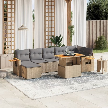 Garden sofa set with beige cushions, 8 pieces, PE rattan. by , Garden sets - Ref: Foro24-3273628, Price: 606,60 €, Discount: %