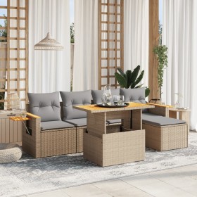 Garden sofa set with 6-piece synthetic rattan beige cushions by , Garden sets - Ref: Foro24-3273495, Price: 441,99 €, Discoun...