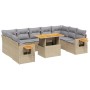 Gartensofa-Set mit 10-teiligen beigen Kissen aus synthetischem Rattan. von , Gartensets - Ref: Foro24-3273663, Preis: 721,20 ...