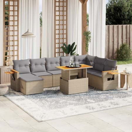 Garden sofa set with beige cushions, 8 pieces, PE rattan. by , Garden sets - Ref: Foro24-3273635, Price: 611,57 €, Discount: %