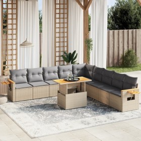 Gartensofa-Set 11-teilig mit beigen Polstern aus synthetischem Rattan von , Gartensets - Ref: Foro24-3273705, Preis: 795,99 €...