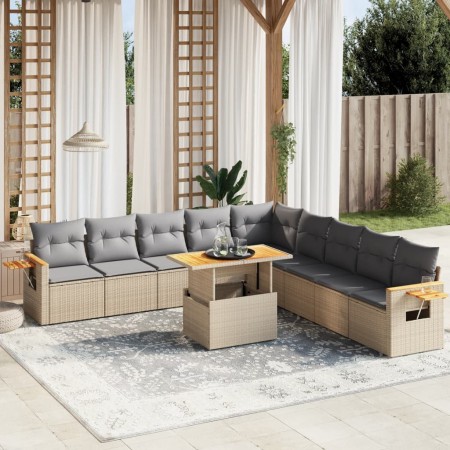 Gartensofa-Set 11-teilig mit beigen Polstern aus synthetischem Rattan von , Gartensets - Ref: Foro24-3273705, Preis: 818,36 €...