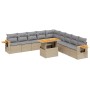 Gartensofa-Set 11-teilig mit beigen Polstern aus synthetischem Rattan von , Gartensets - Ref: Foro24-3273705, Preis: 818,36 €...