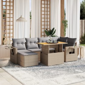 Set of 7-piece garden sofas and beige synthetic rattan cushions by , Garden sets - Ref: Foro24-3275705, Price: 514,67 €, Disc...