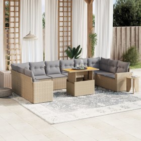 Gartensofa-Set 11-teilig mit beigen Polstern aus synthetischem Rattan von , Gartensets - Ref: Foro24-3271486, Preis: 811,53 €...