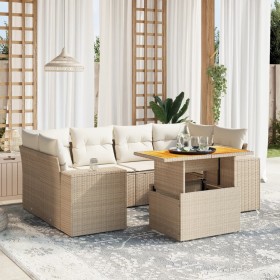 Gartensofagarnitur 7-teilig mit Kissen aus synthetischem Rattan in Beige. von , Gartensets - Ref: Foro24-3272535, Preis: 624,...