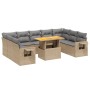 Gartensofa-Set mit 10-teiligen beigen Kissen aus synthetischem Rattan. von , Gartensets - Ref: Foro24-3271899, Preis: 709,60 ...