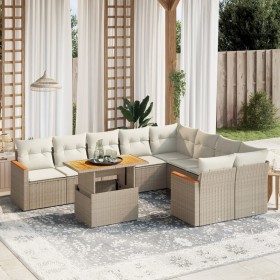 Gartensofa-Set mit 10-teiligen beigen Kissen aus synthetischem Rattan. von , Gartensets - Ref: Foro24-3273235, Preis: 798,99 ...