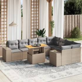 Gartensofa-Set mit 10-teiligen beigen Kissen aus synthetischem Rattan. von , Gartensets - Ref: Foro24-3272795, Preis: 724,92 ...