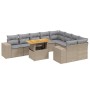 Gartensofa-Set mit 10-teiligen beigen Kissen aus synthetischem Rattan. von , Gartensets - Ref: Foro24-3272795, Preis: 731,83 ...